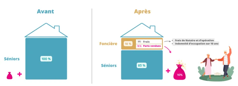 Principe illustré de la vente partielle en indivision